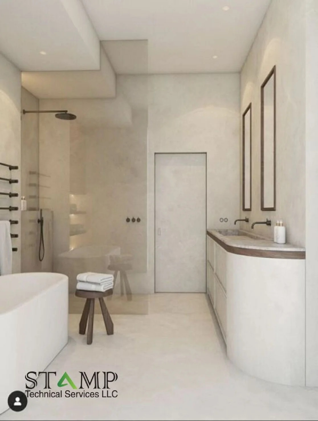 Marble niche with wall-hung WC and gold valve
