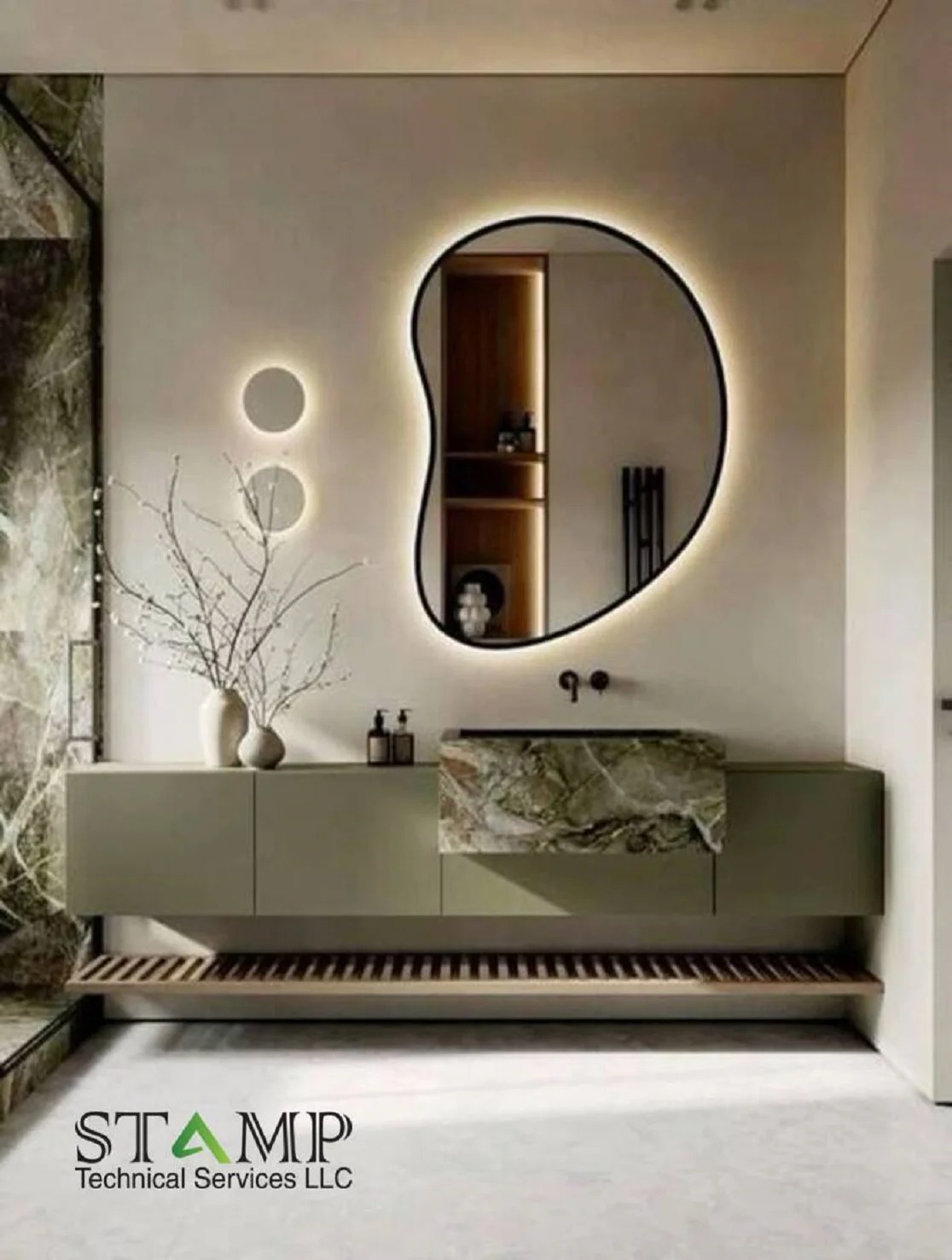 Mirror and wash basin