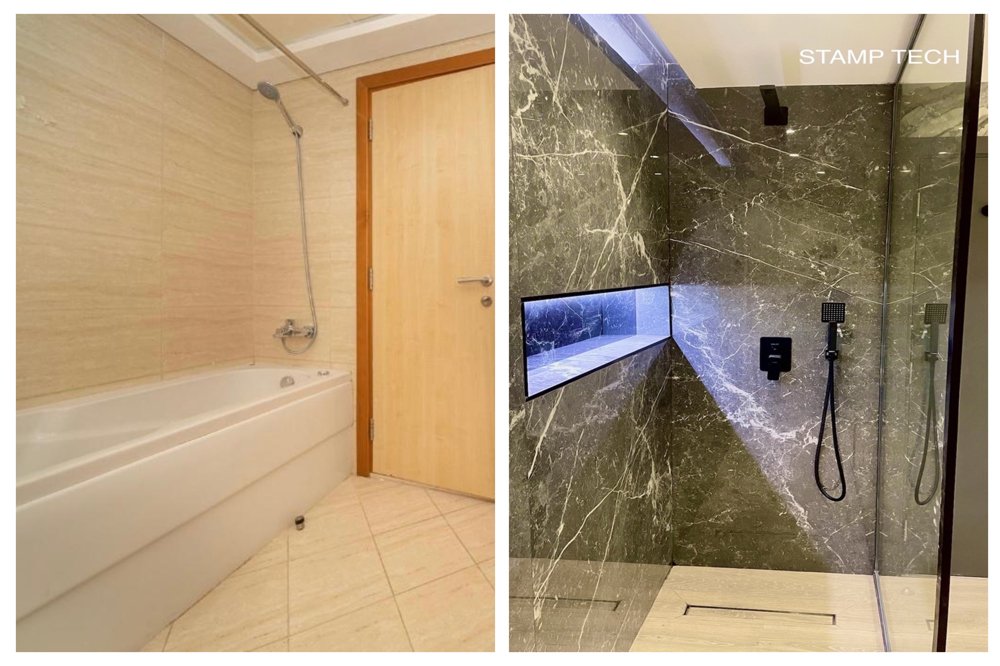 Before and after view of 6104 Ocean Heights Tower Dubai