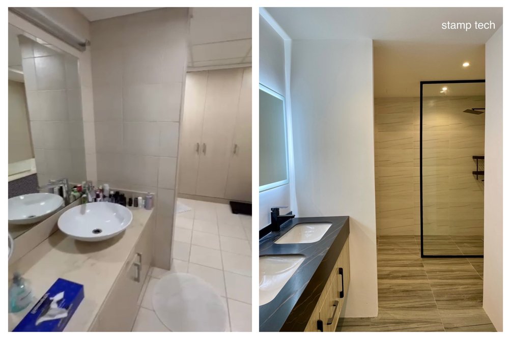 Before and after view of Apartment 607, Shoreline 14, Al Hallawi, Palm Jumeirah, Dubai