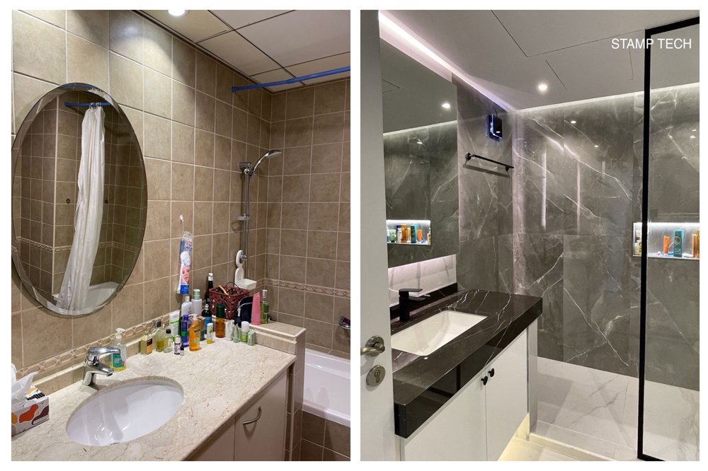 Before and after view of 302 Caribbean Oceana Residences palm Jumeirah Dubai