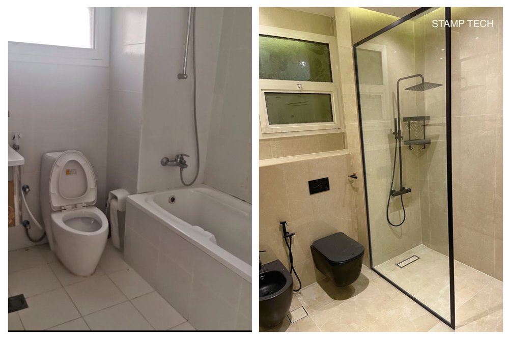 Before and after view of 101 The Villa Centro Courtyard #3 Dubai