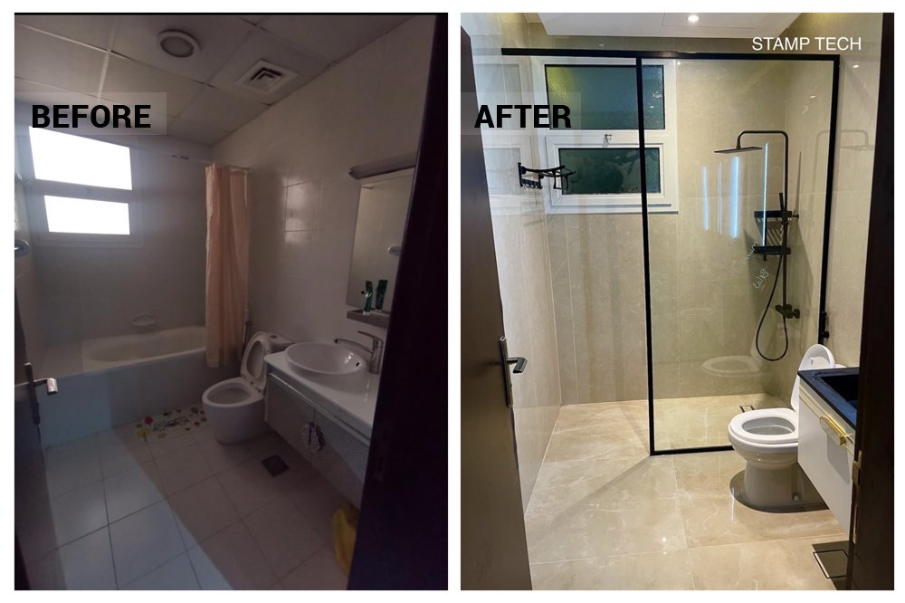 Before and after view of 101 The Villa Centro Courtyard #3 Dubai