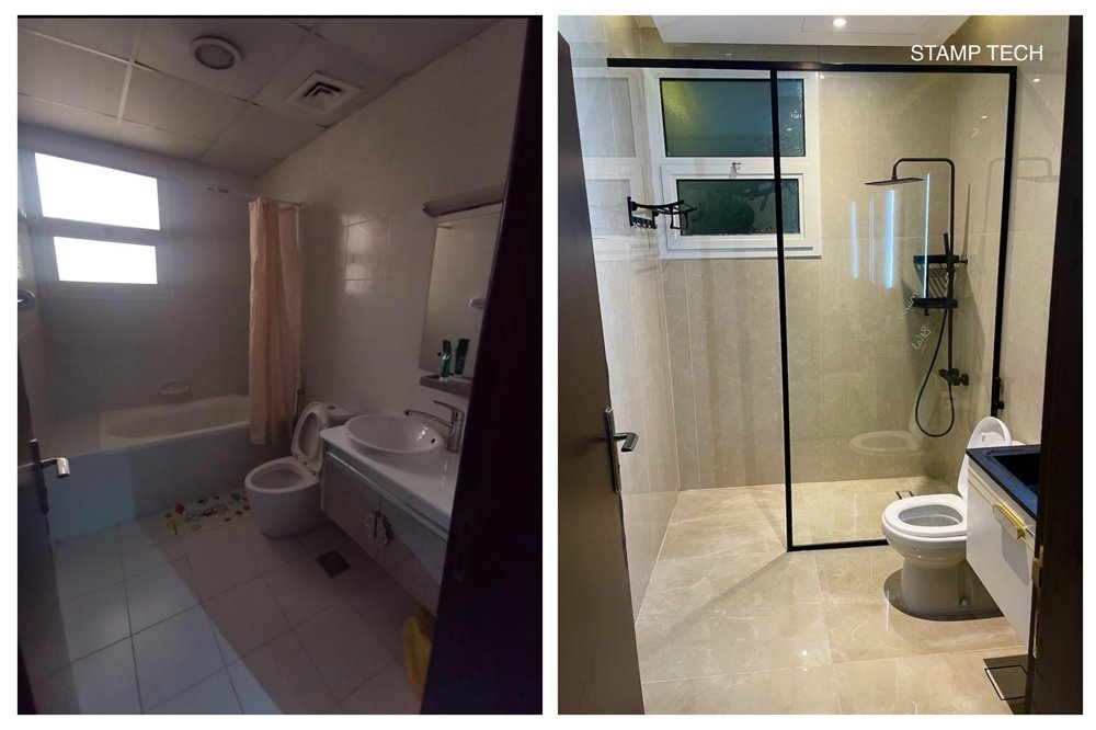Before and after view of 101 The Villa Centro Courtyard #3 Dubai