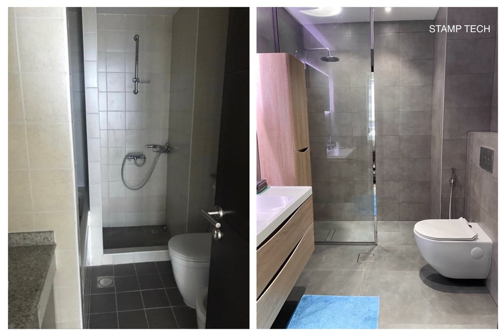Before and after view of Torch Tower Dubai Marina