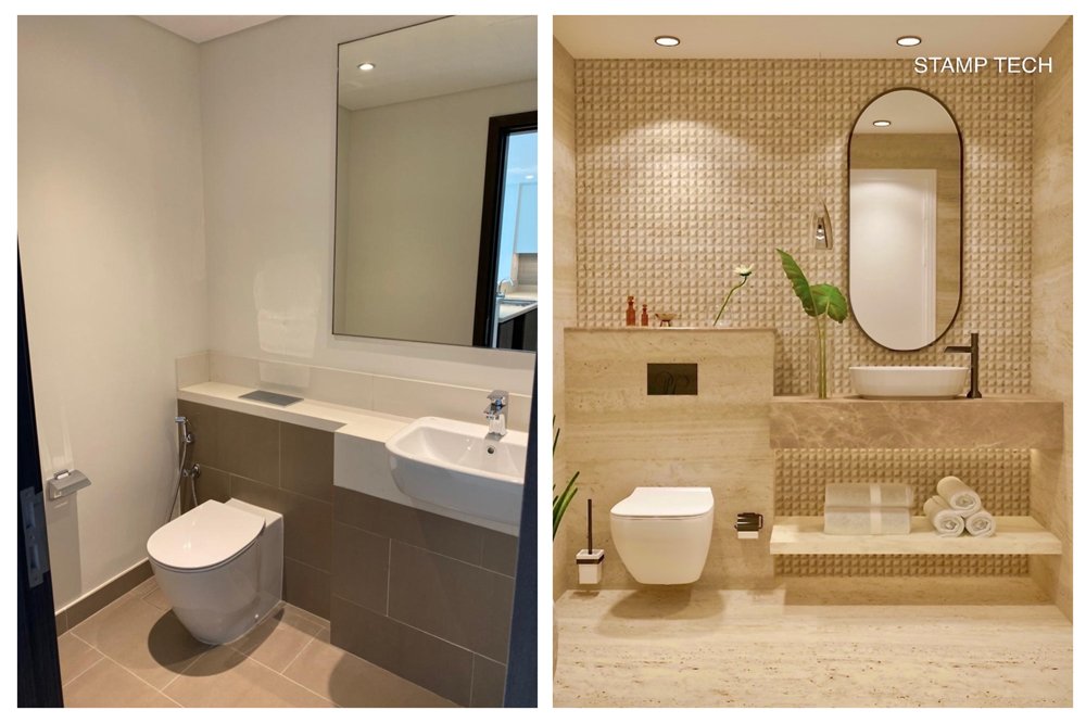 Before and after view of Harbour view tower #2 Ras al khor Dubai