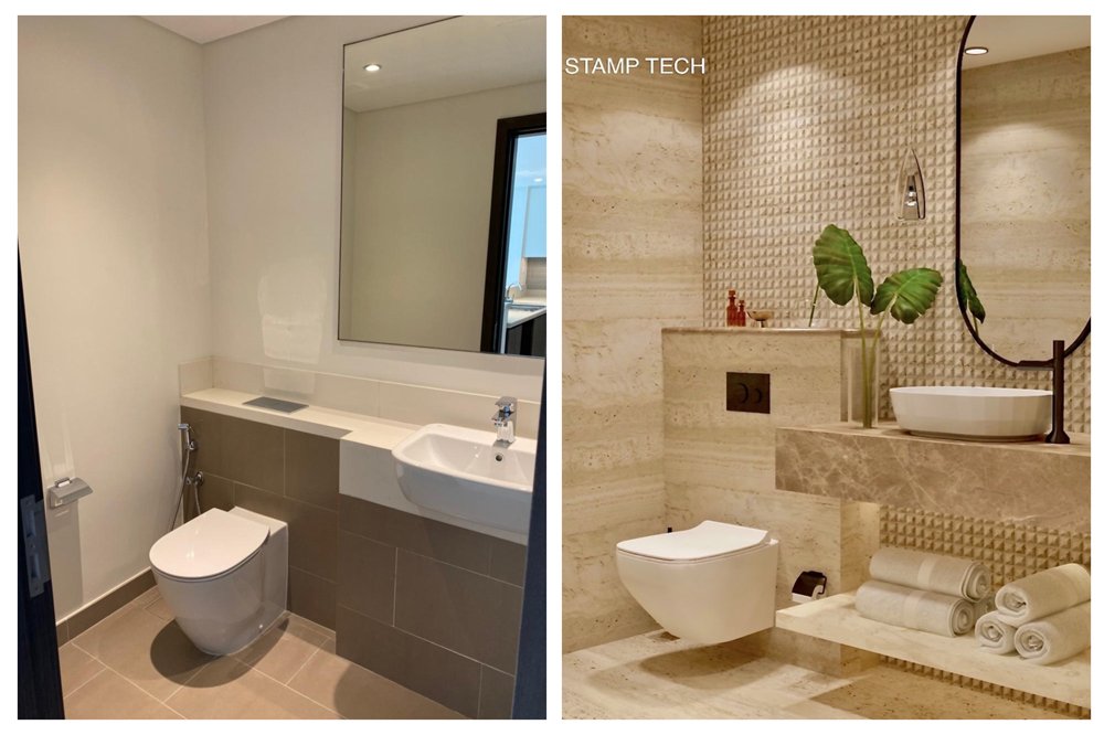Before and after view of Harbour view tower #2 Ras al khor Dubai
