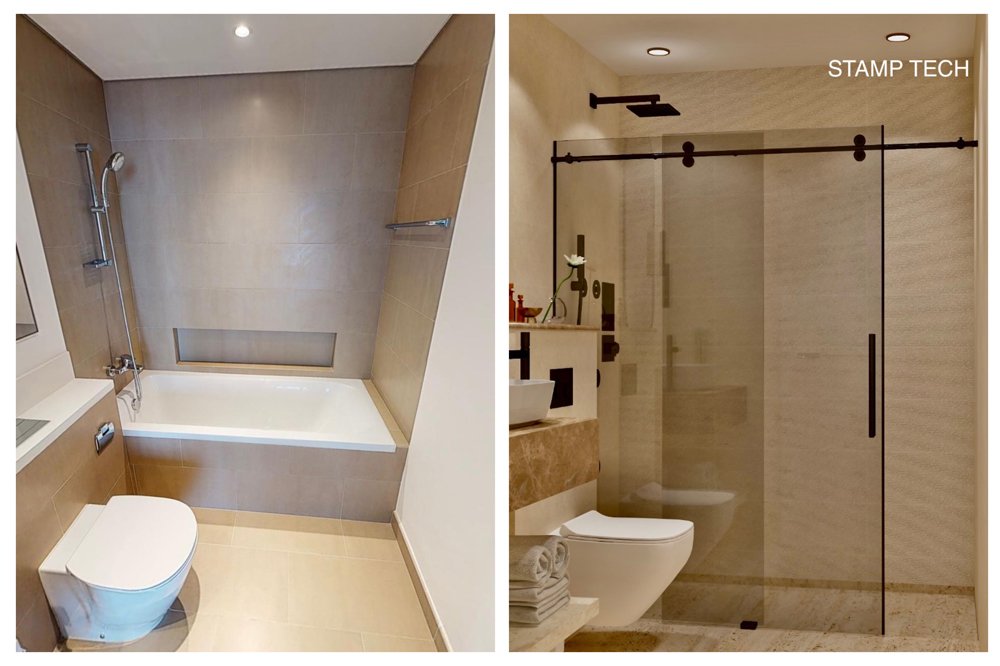 Before and after view of Harbour view tower #2 Ras al khor Dubai