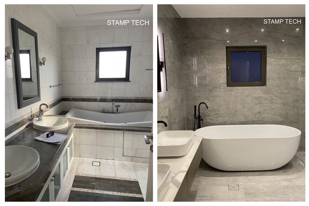Before and after view of Frond E Villa 122 palm Jumeirah Dubai