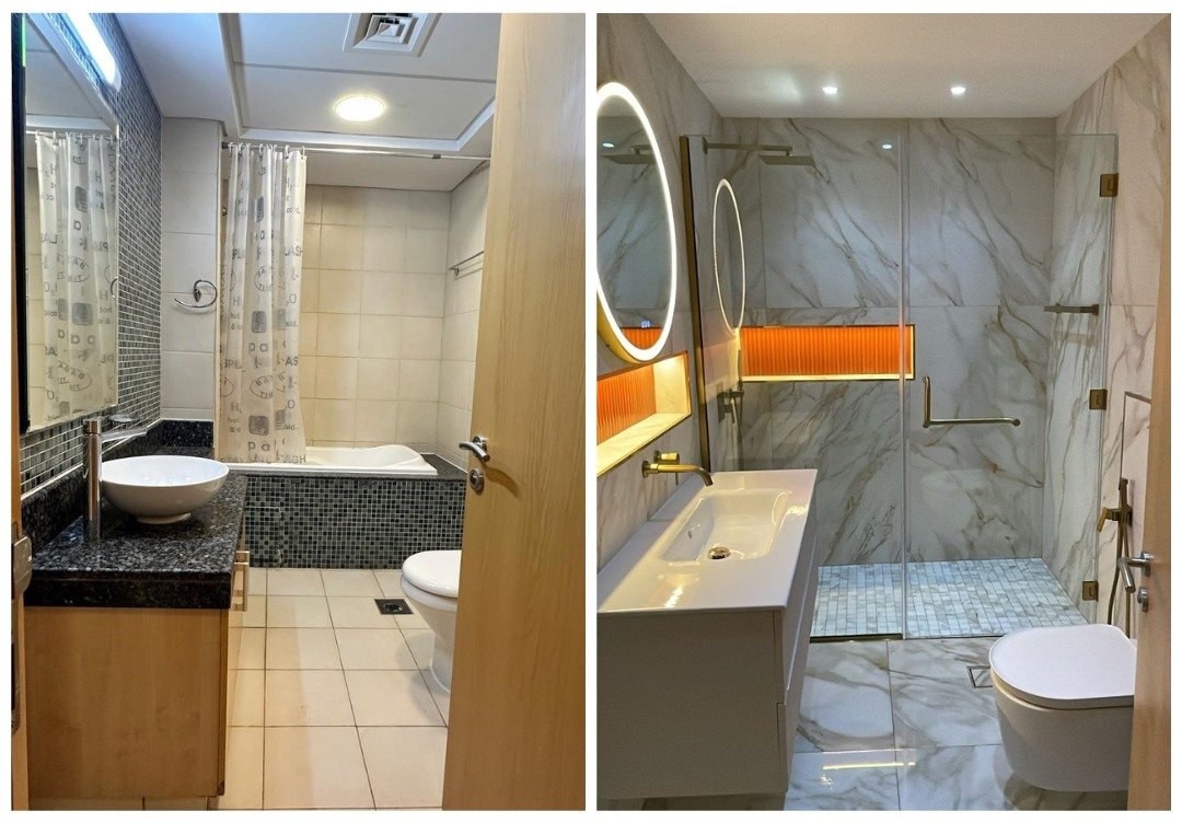 Before and after view of Al Tamr -B15 Palm Jumeirah, Dubai.UAE